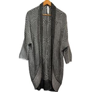 Aeropostale Grey & White Knit Open Front Long Cardigan Women’s Small